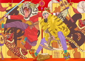 壬寅虎年新春贺图插画绘制