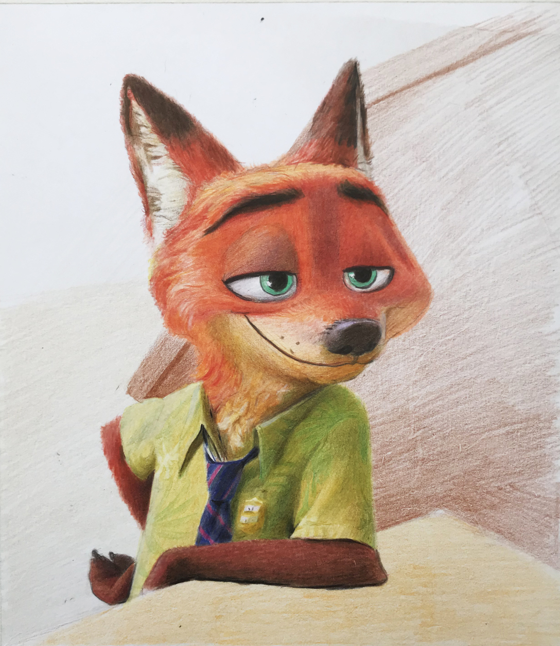 裴老师中央美院分享彩铅动物狐狸尼克的画法和注意事项