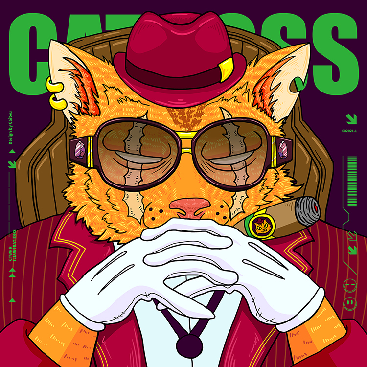 赛博朋克动物肖像插画