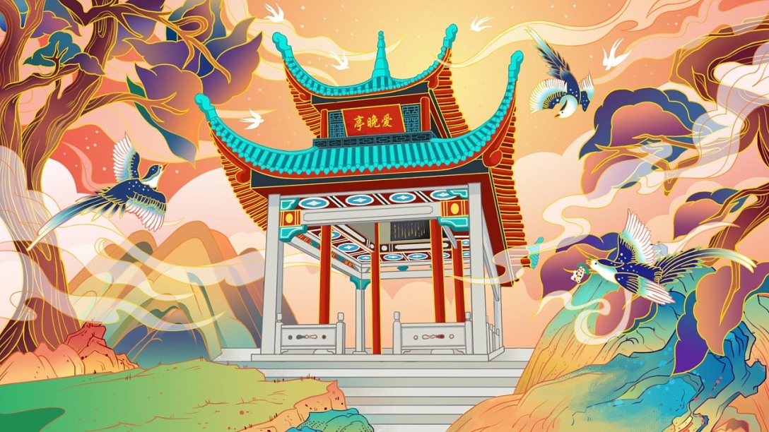 长沙九大景点插画