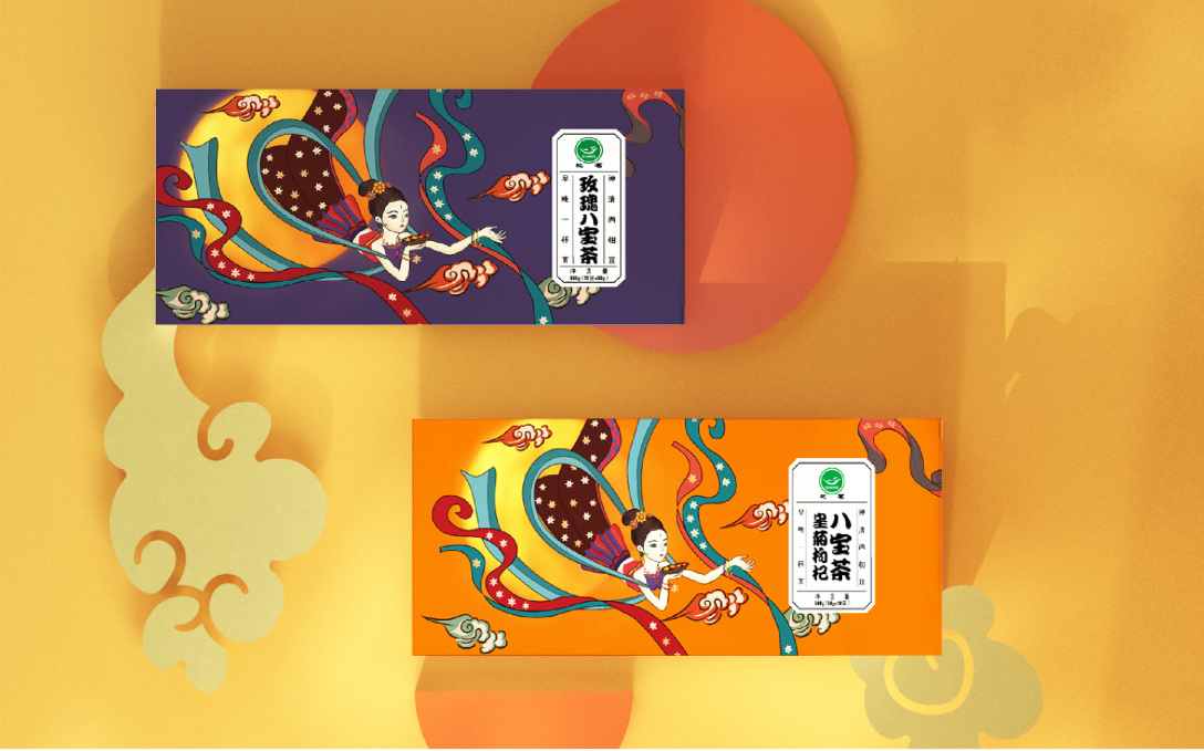 敦煌手绘风格-八宝茶包装设计