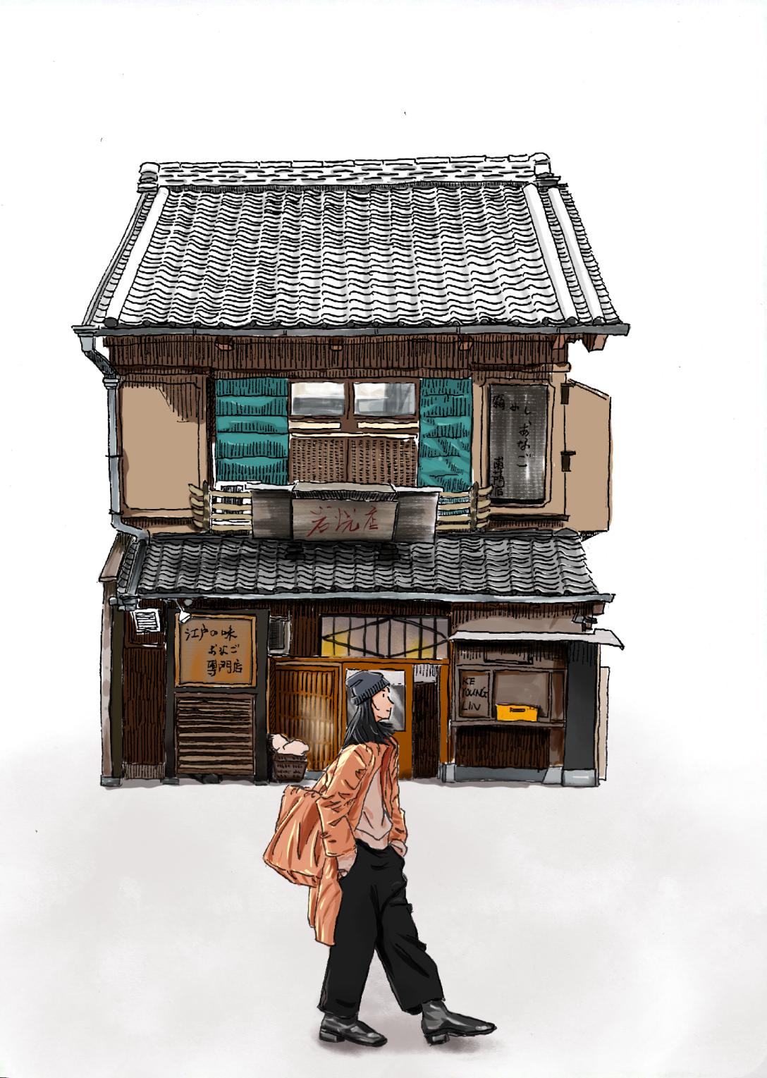 手绘街景丨咖啡店丨书屋