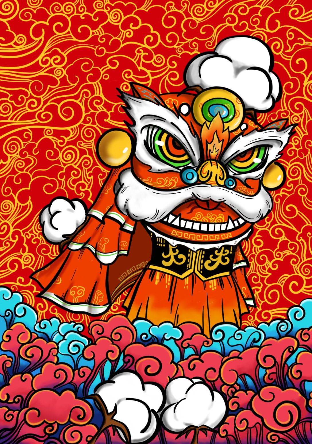 "大丽丸"中国传统元素插画设计-古田路9号-品牌创意/版权保护平台