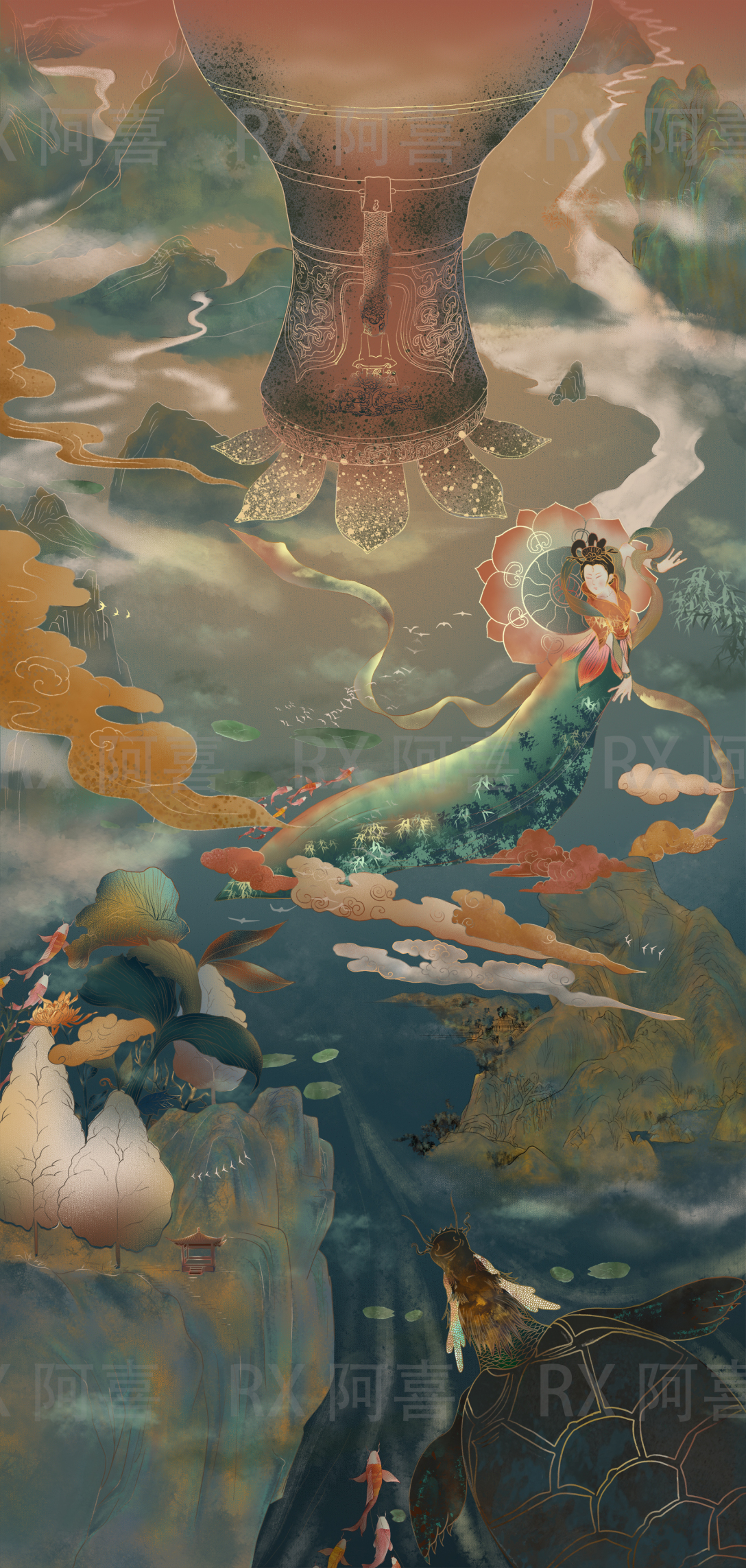 青铜文物插画古风插画