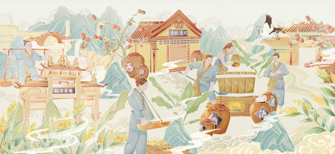 国潮插画x酒的制作|蒸酒