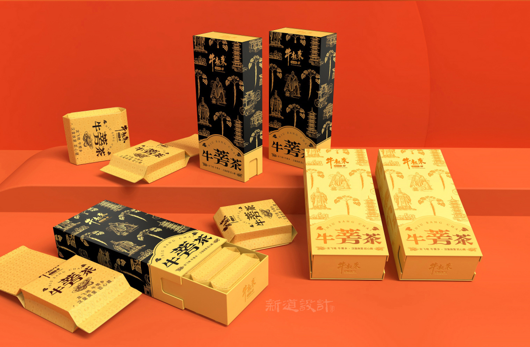 新道设计作品分享:山东徐州牛起来牛蒡茶包装设计,昆明包装设计公司