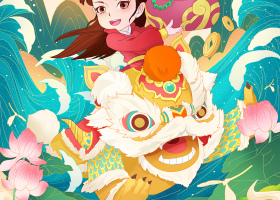 国风仙鹿进宝童郞