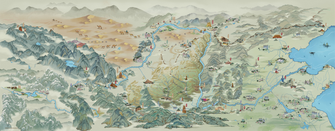 万里黄河全舆图手绘地图