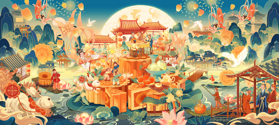 月曼中秋中秋节贺图