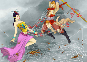 武汉黄鹤楼龟山电视塔江汉关大桥二桥全景长卷绘画