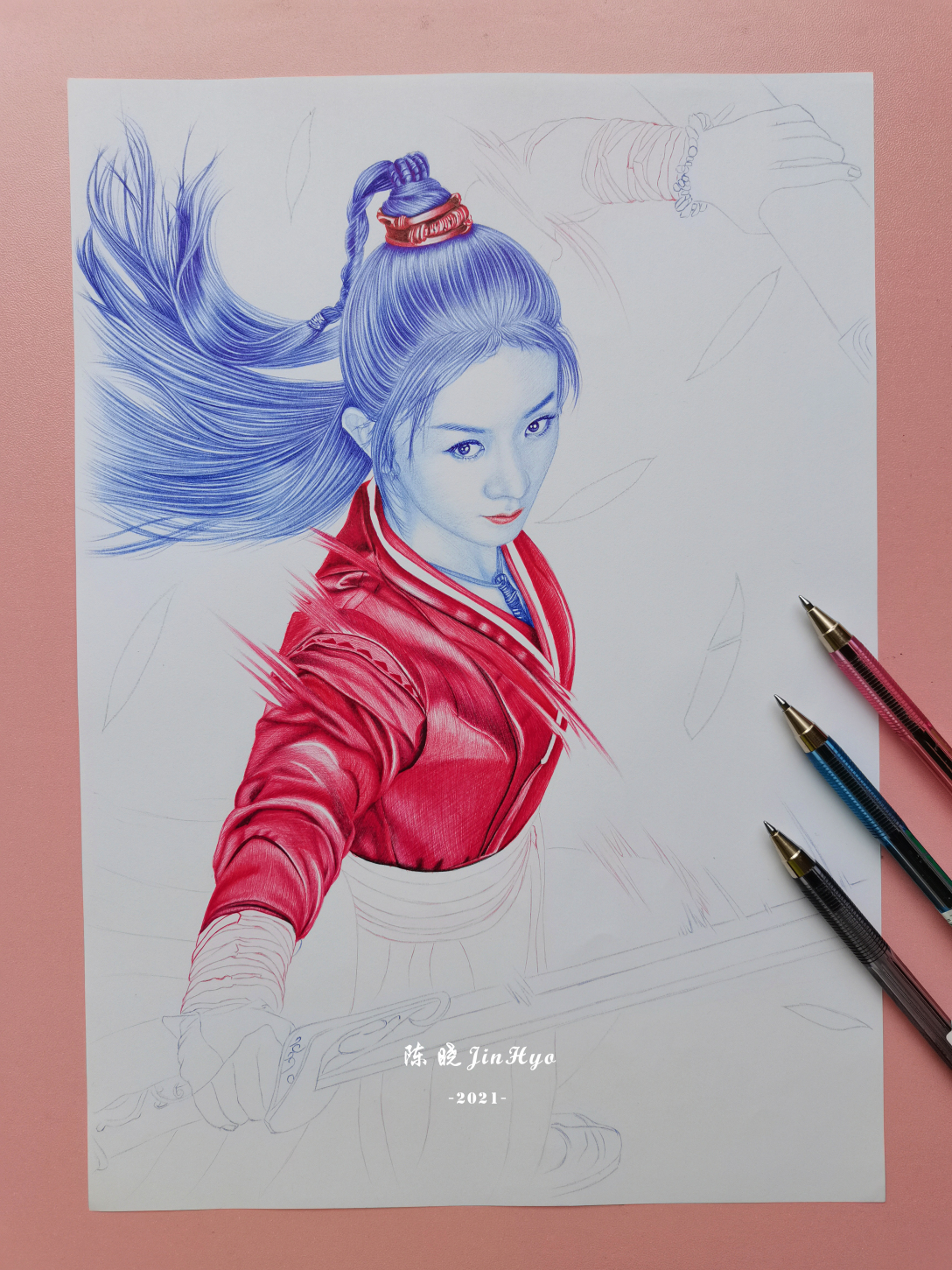 圆珠笔手绘有翡赵丽颖