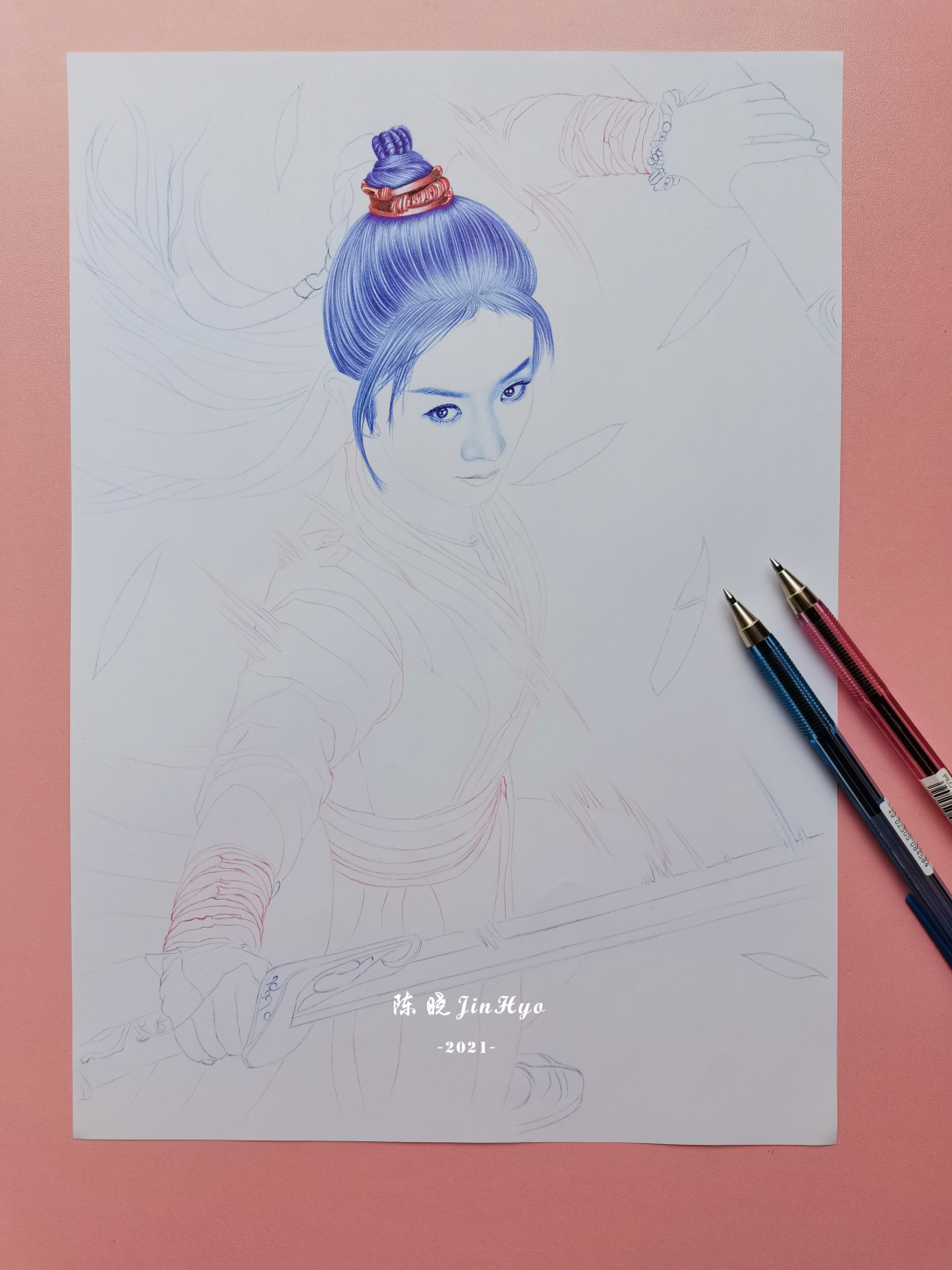 圆珠笔手绘有翡赵丽颖