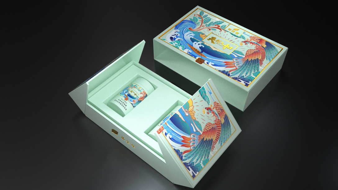 黄金叶香烟手绘礼盒包装