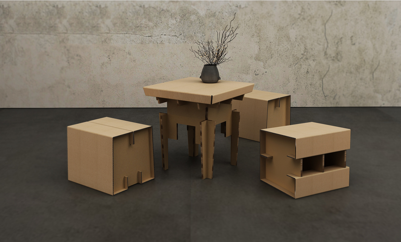 创意纸家具摆件装饰,环保瓦楞纸再生纸家具