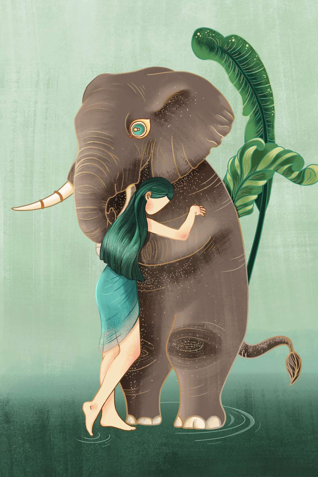 保护环境拥抱大自然插画