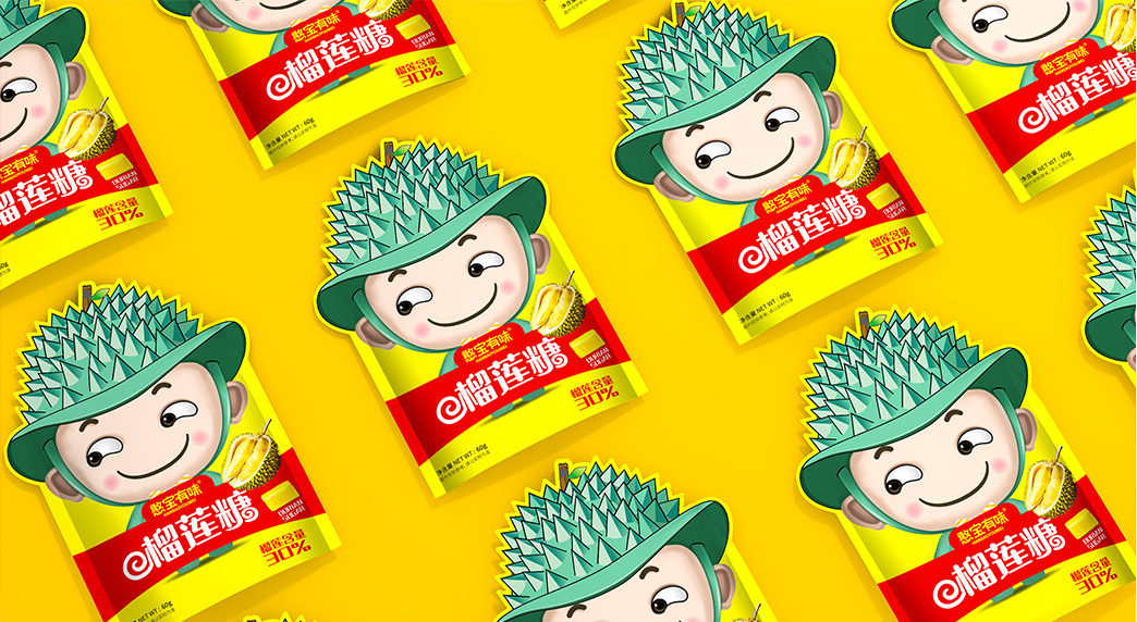 憨宝有味超级卡通ip打造超级品牌榴莲食品包装设计