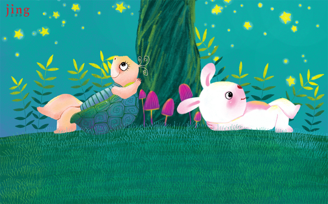 三个和兔子有关的绘本故事插画《一起看星星》《兔子的礼物》《你能