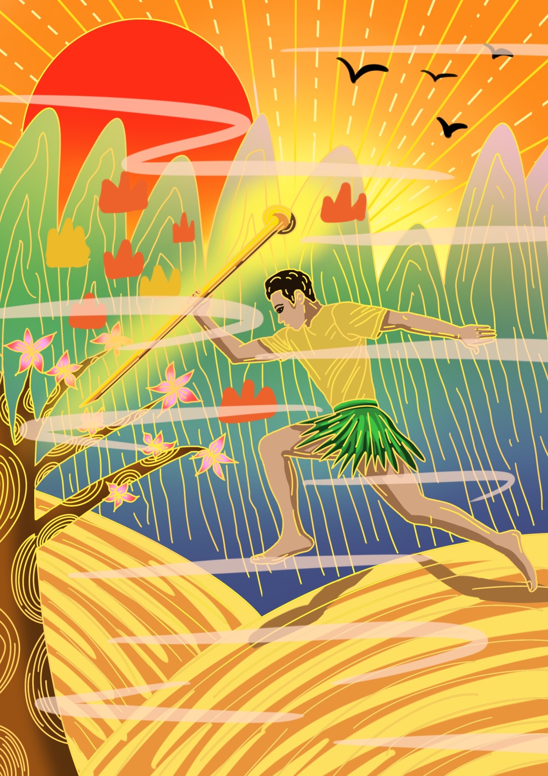 国风-神话-夸父追日-古田路9号-品牌创意/版权保护平台