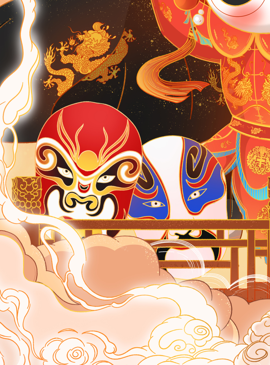 四川插画之川剧脸谱-古田路9号-品牌创意/版权保护平台