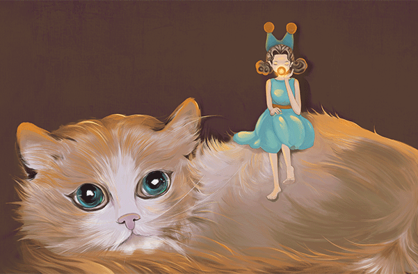 治愈系插画动物与女孩