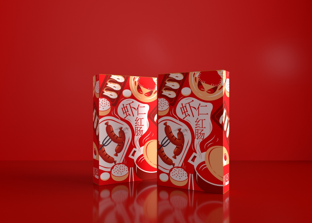 零食小吃通用包装盒,虾仁香肠包装盒,节日食品包装盒