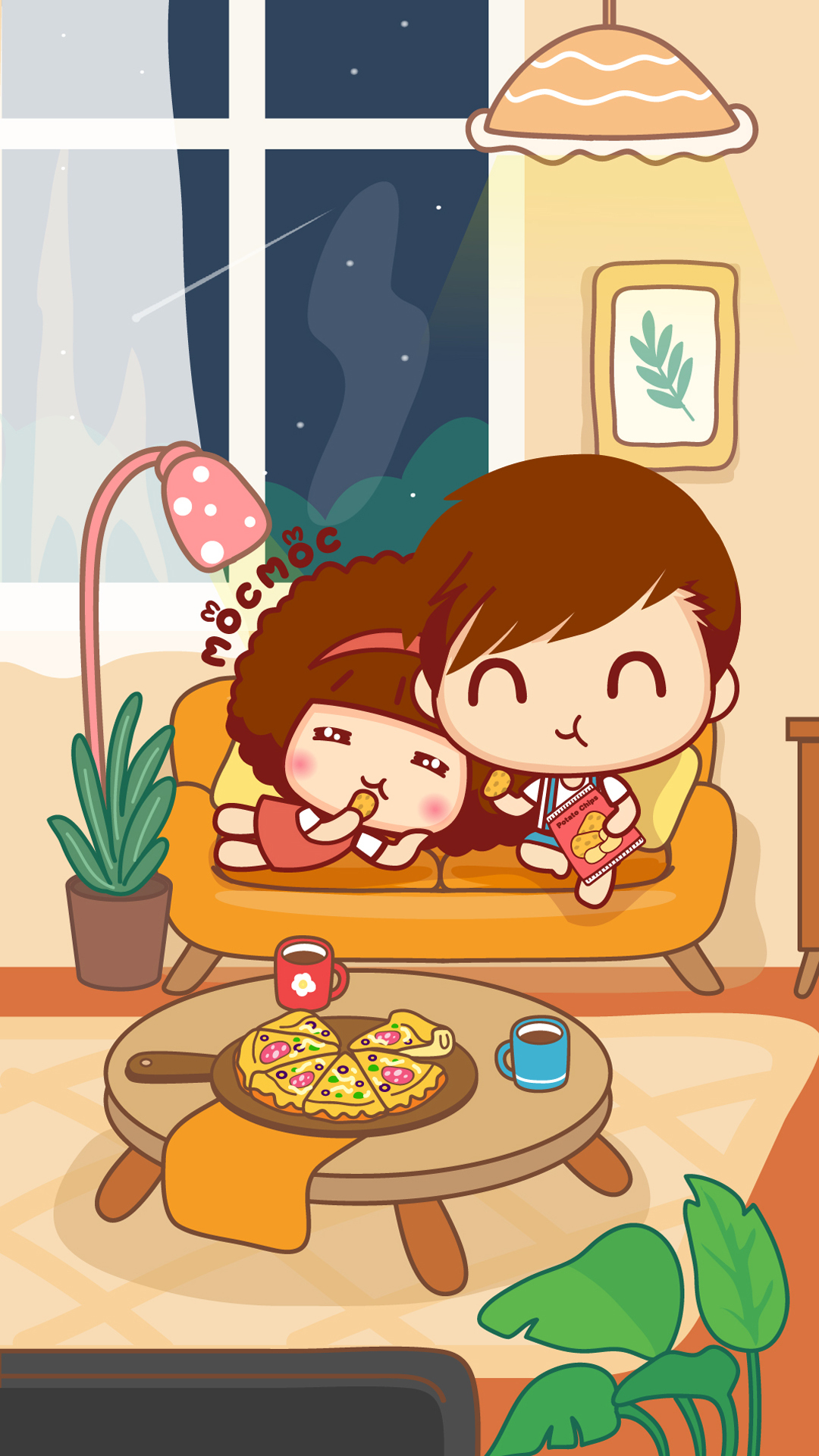 摩丝摩丝仔仔甜蜜生活日常插画