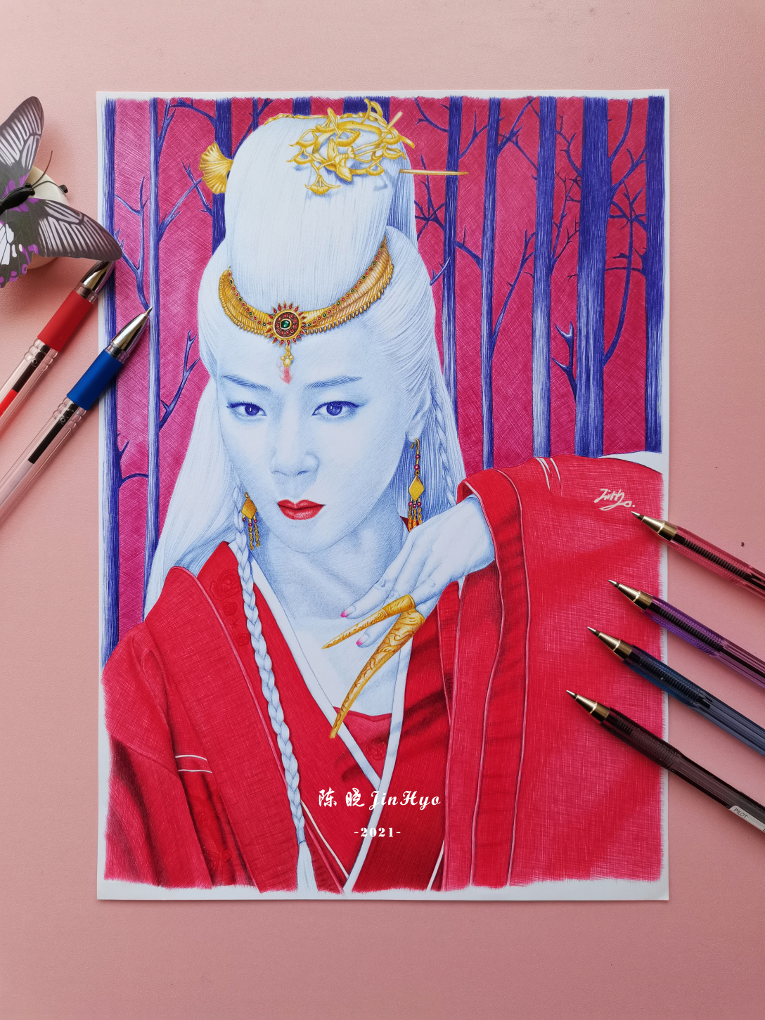 圆珠笔手绘山河令陈紫函