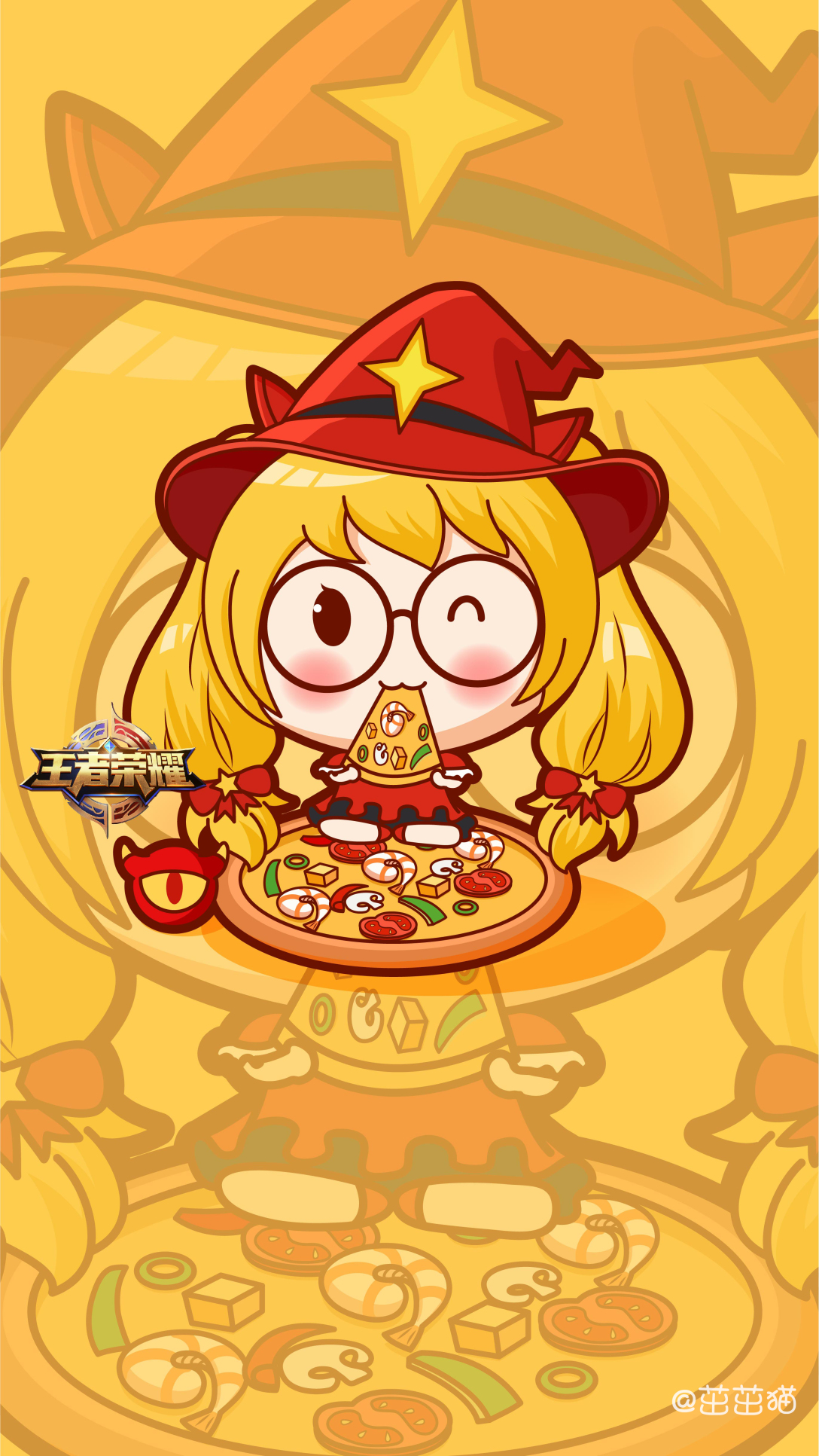 王者荣耀q版法师安琪拉同人卡通形象吉祥物设计茁茁猫设计