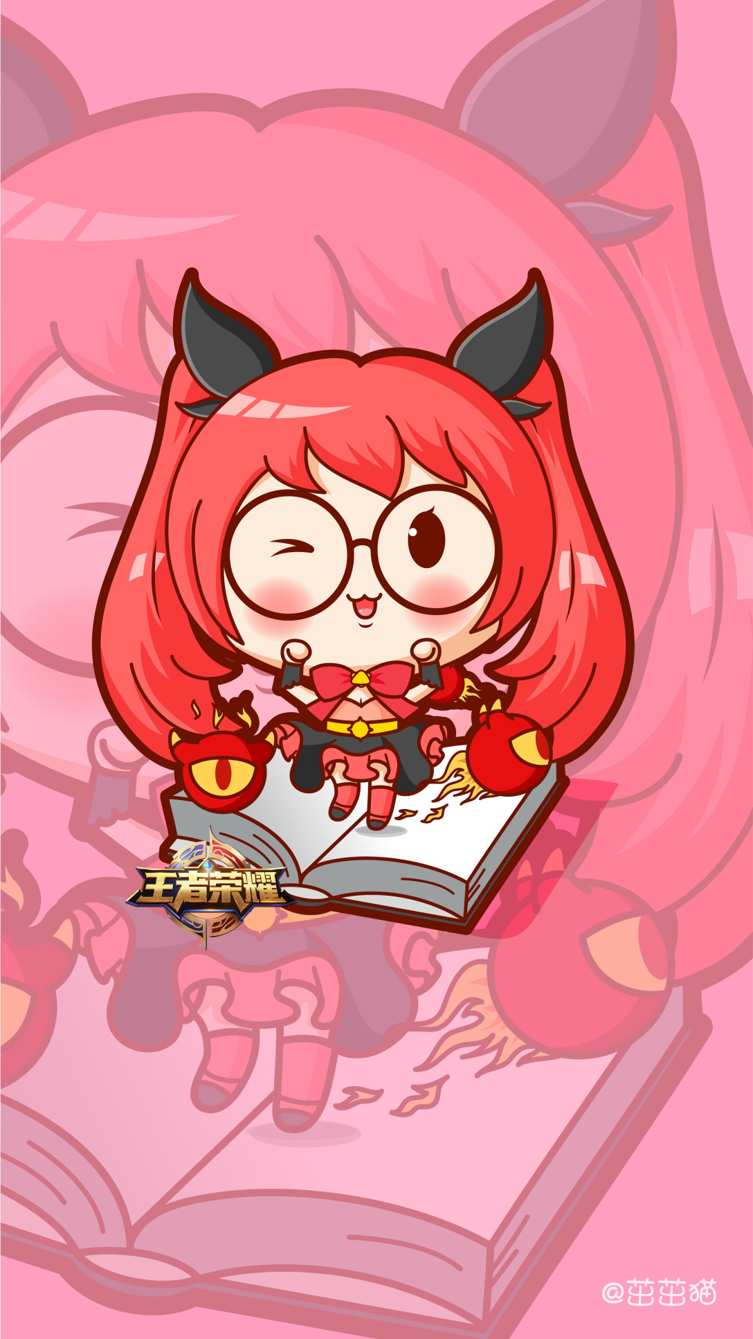 王者荣耀q版法师安琪拉同人卡通形象吉祥物设计茁茁猫设计