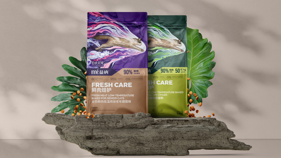 伯纳天纯猫粮包装插画设计-古田路9号-品牌创意/版权保护平台