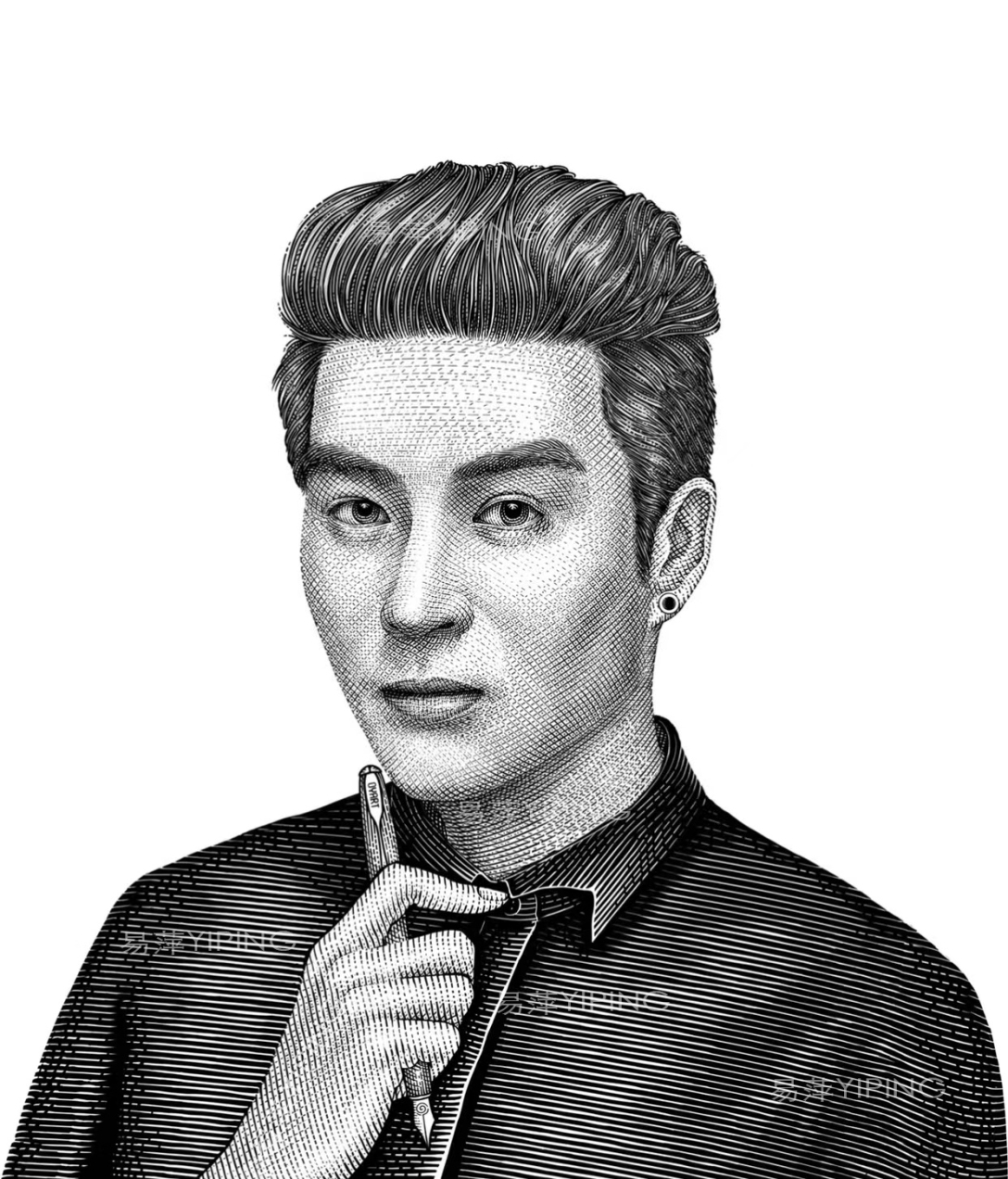 铜版画手绘人物肖像