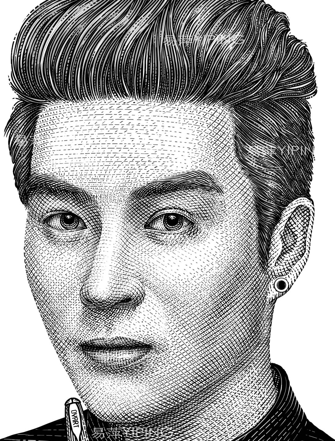 铜版画手绘人物肖像