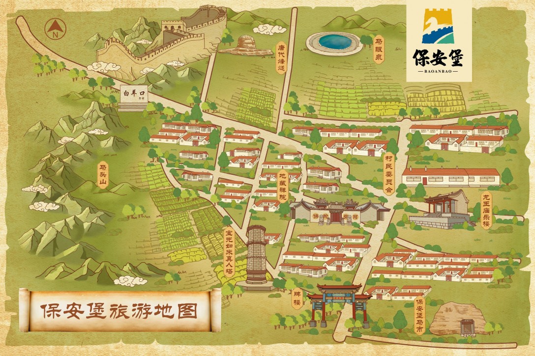 四川旅游学院-手绘地图苹果庄园-手绘地图古城镇美丽乡村-手绘地图