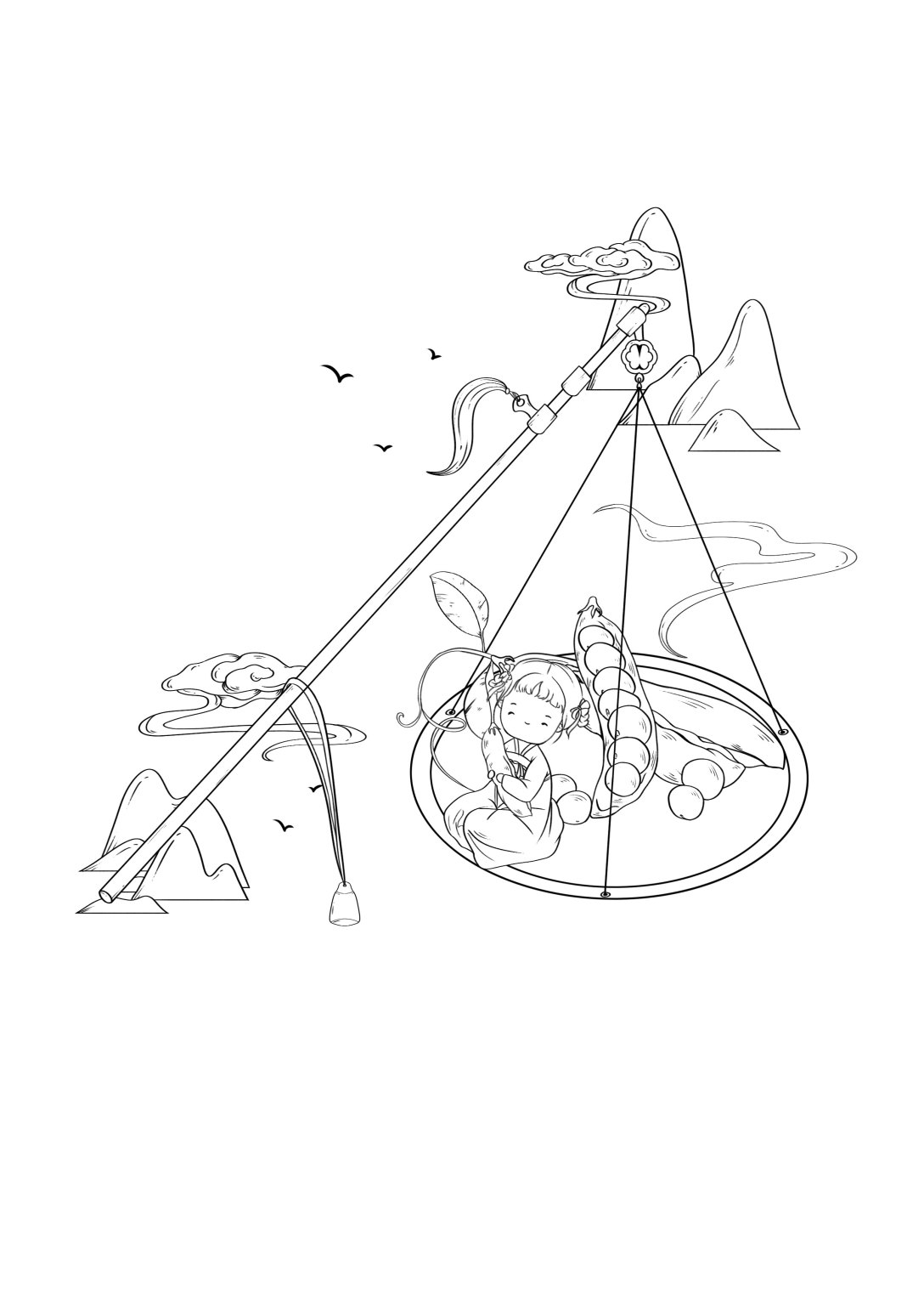 立夏"秤人"民俗节日中的"八节"之立夏原创国风插画北京市  |  北京市