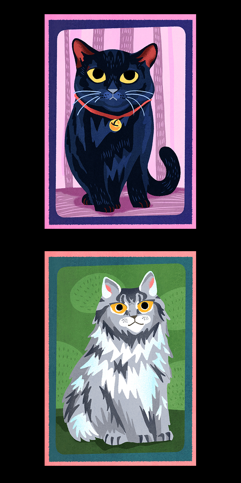 画猫系列,近期的色彩练习~评论关注广东省  |  广州市绘画/插画猫与婵