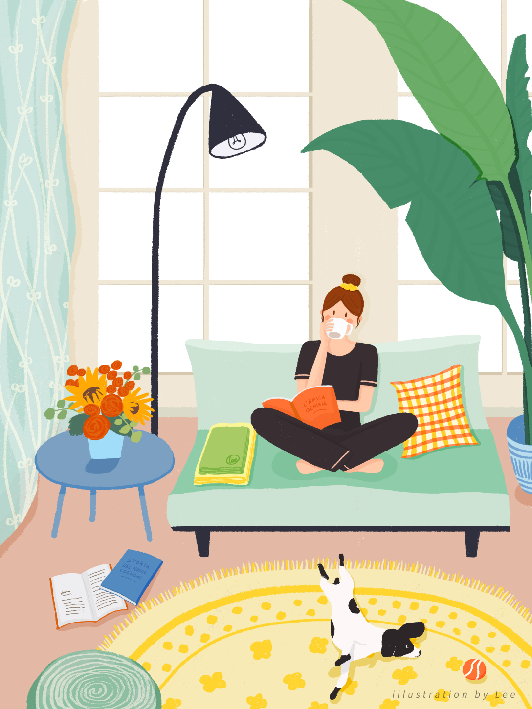 一个人系列居家系列插画