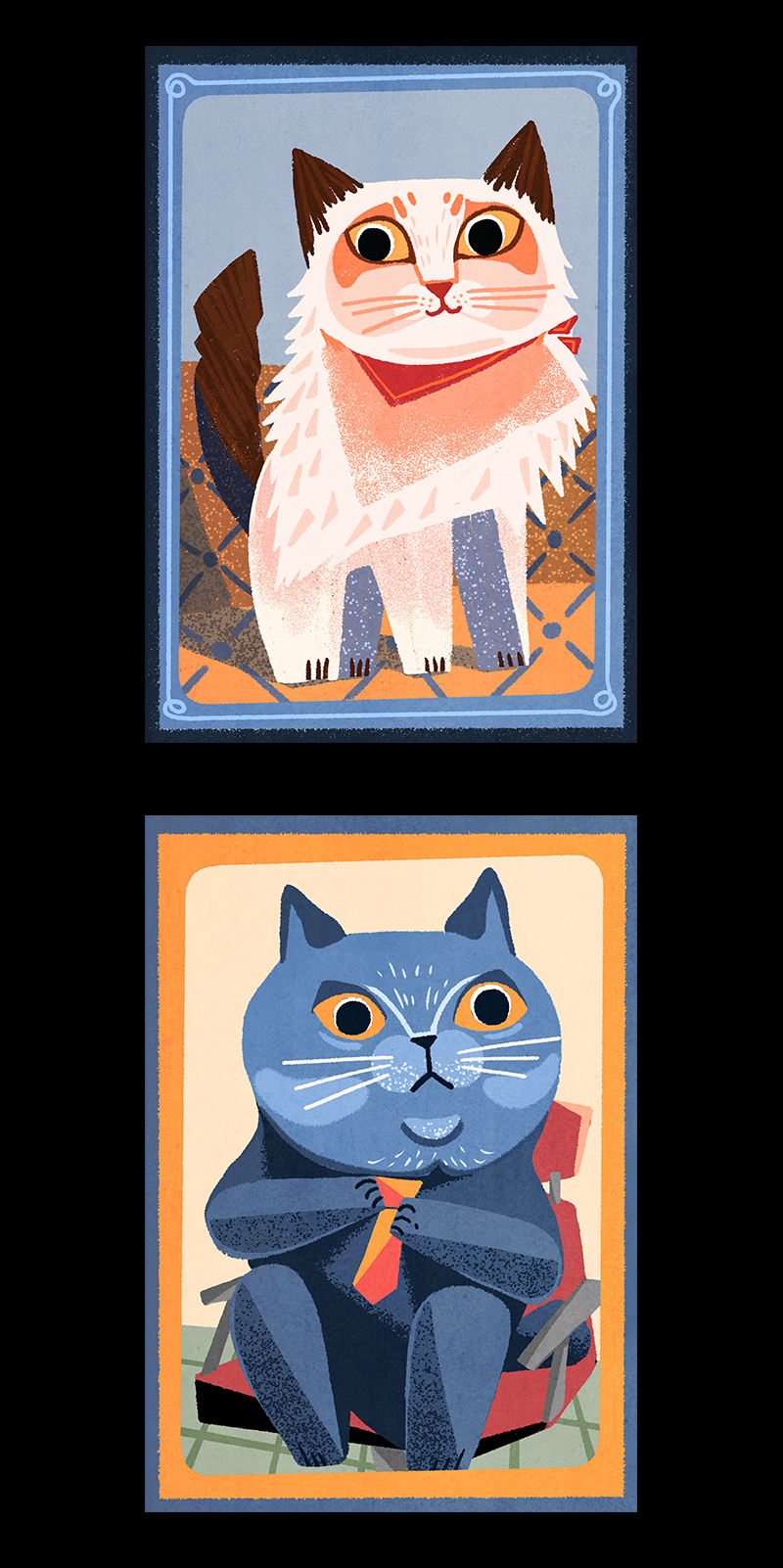 画猫系列,近期的色彩练习~评论关注广东省  |  广州市绘画/插画猫与婵