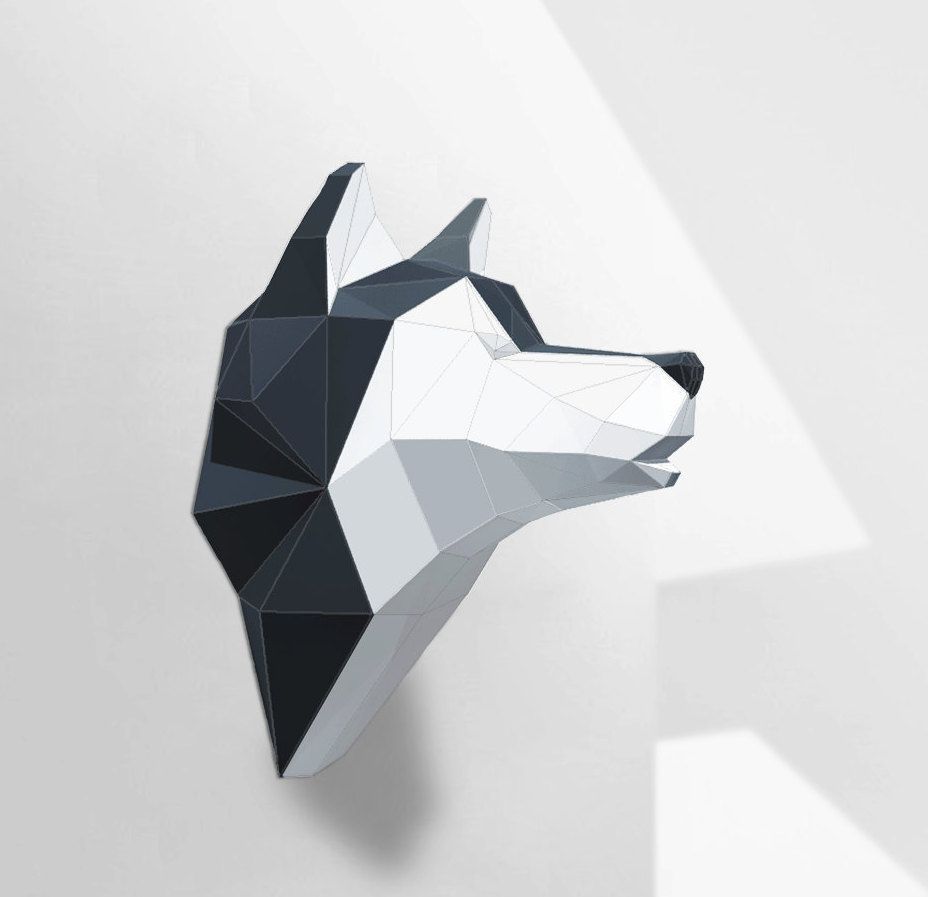 创意几何动物头像纸雕摆件墙饰挂饰