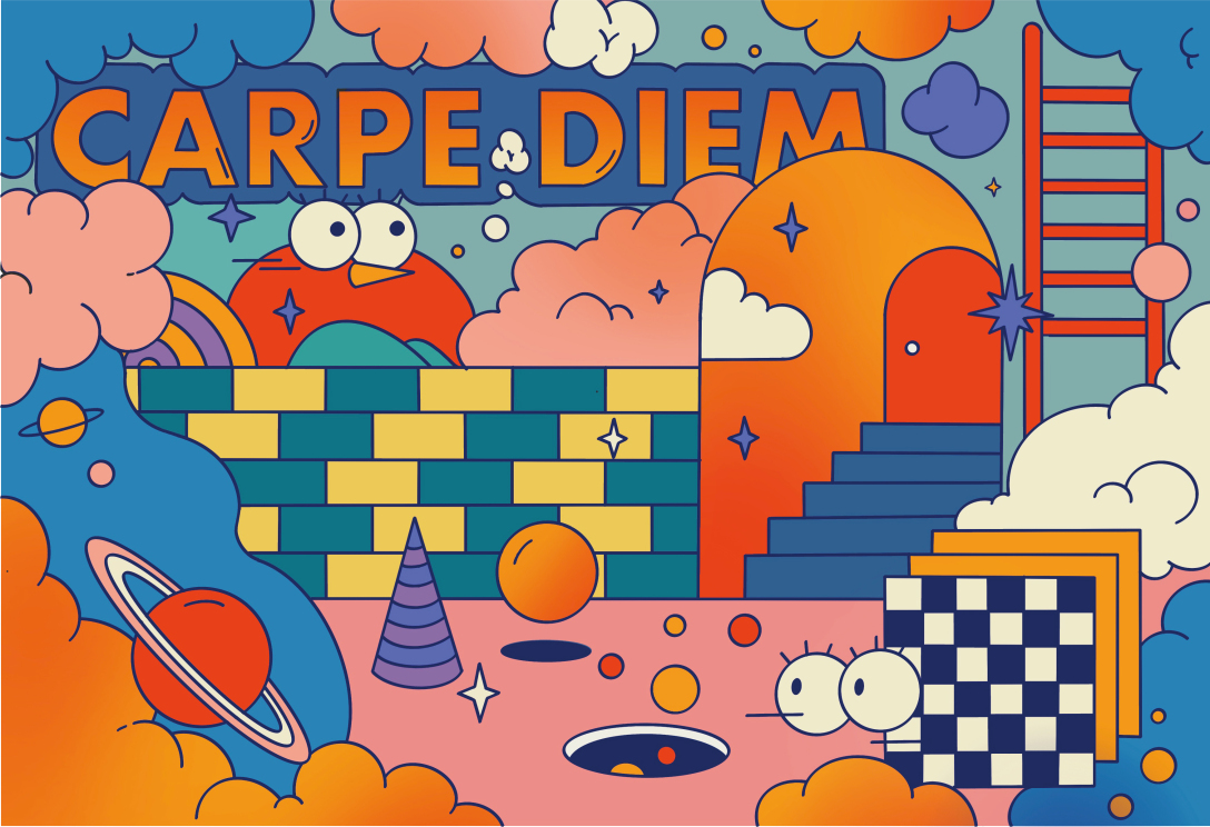 及时行楽carpediem插画设计