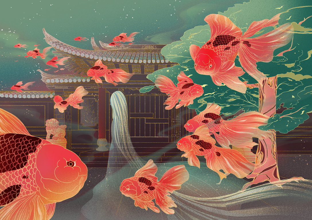 国风插画某时辰建水街道