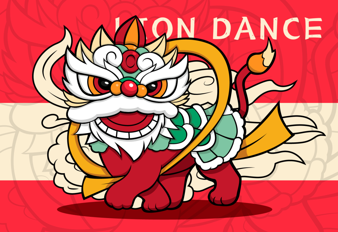 ai插画国潮醒狮