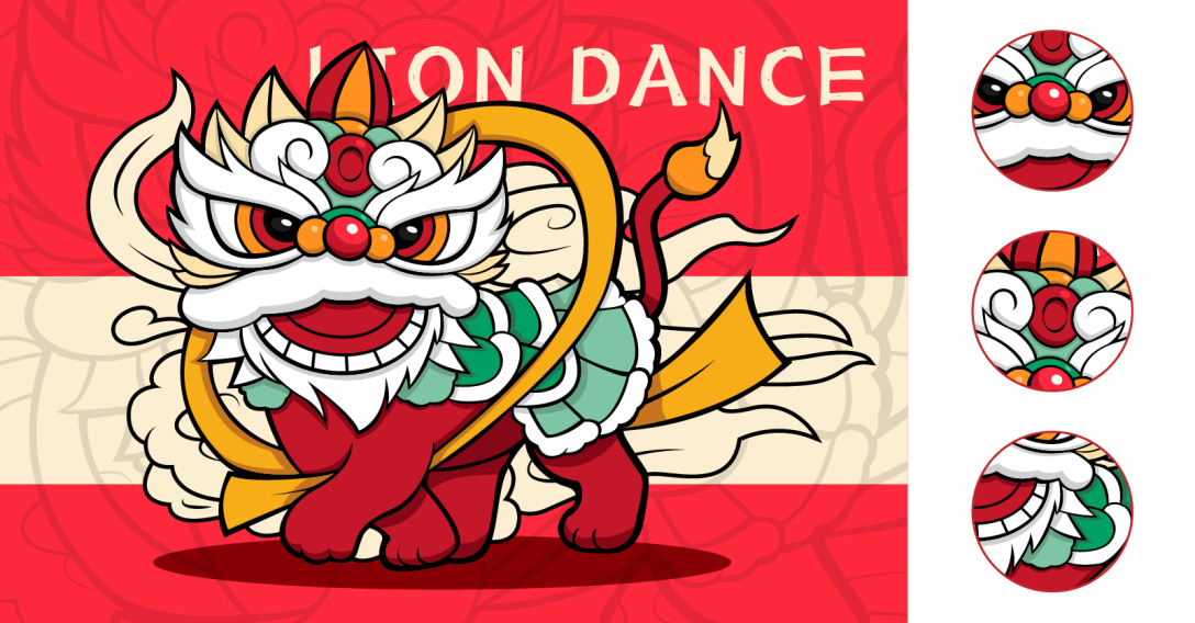 ai插画国潮醒狮