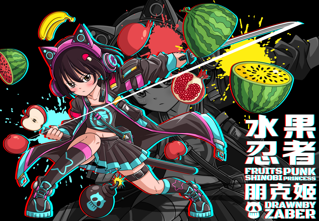 ip系列水果插画朋克忍者