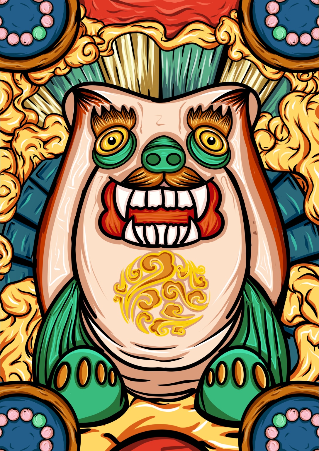 国潮插画镇墓兽