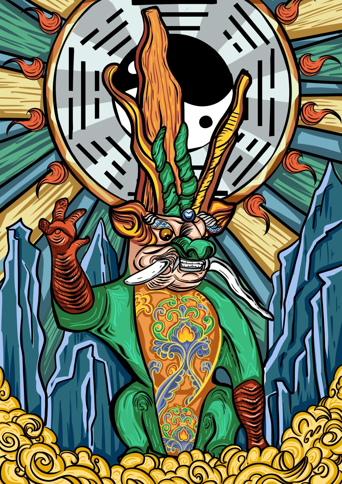 国潮插画—镇墓兽-古田路9号-品牌创意/版权保护平台