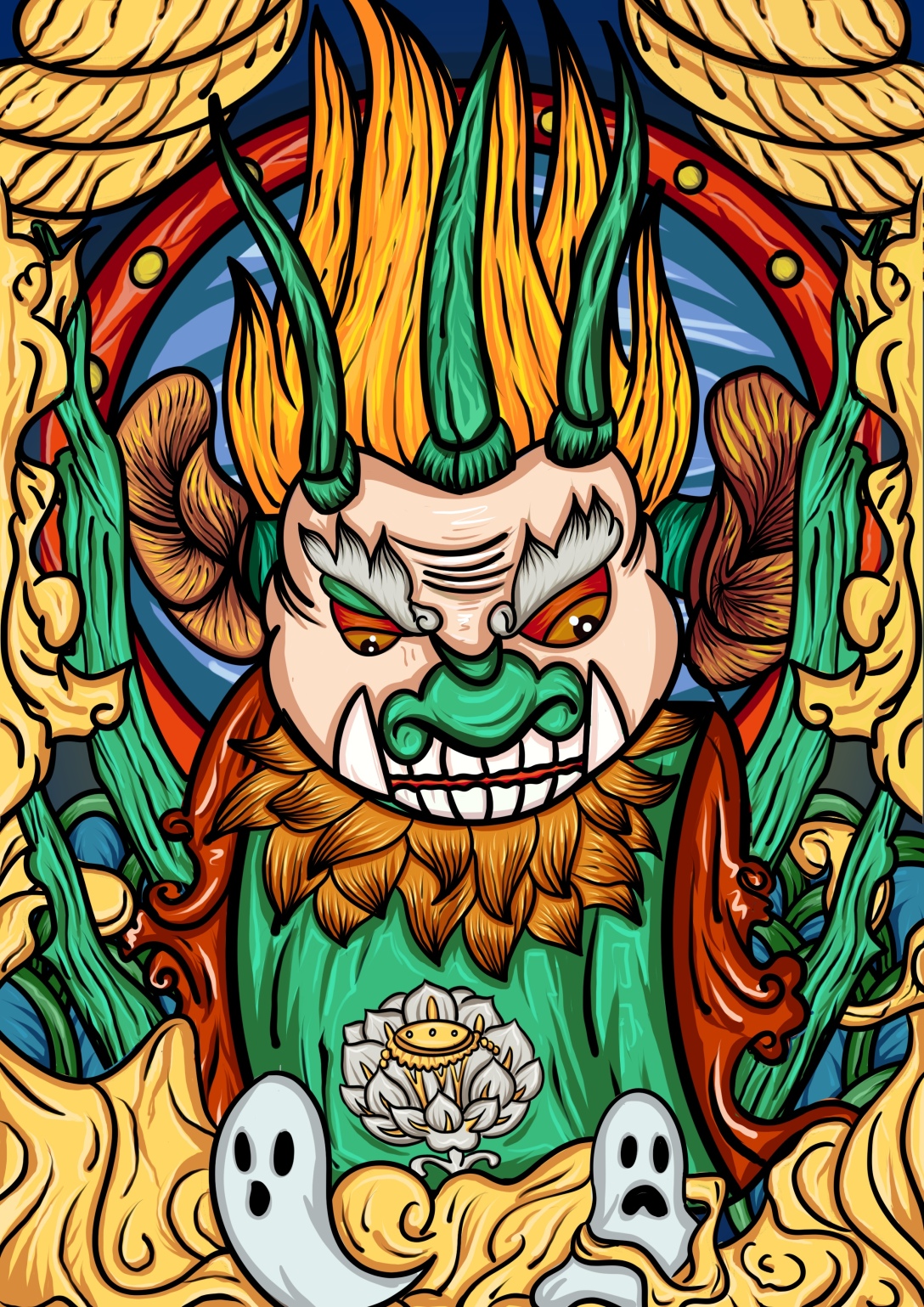 国潮插画镇墓兽