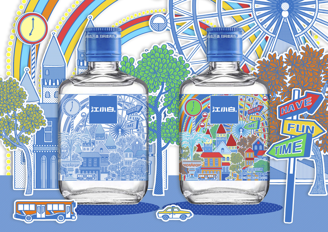 江小白纯味高粱酒插画设计