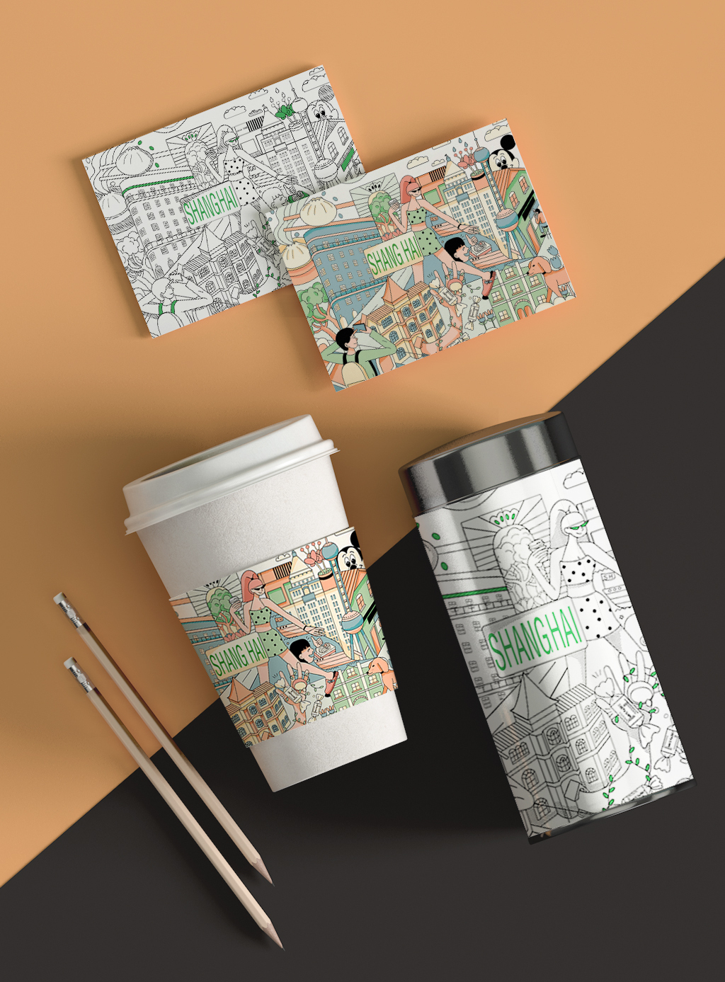 色彩城市商业插画包装合集练习