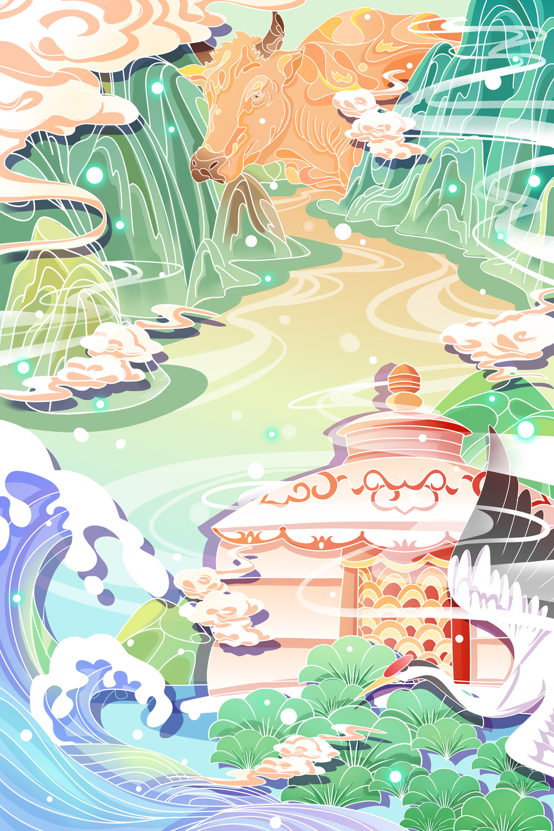 国风系列插画黄河文化