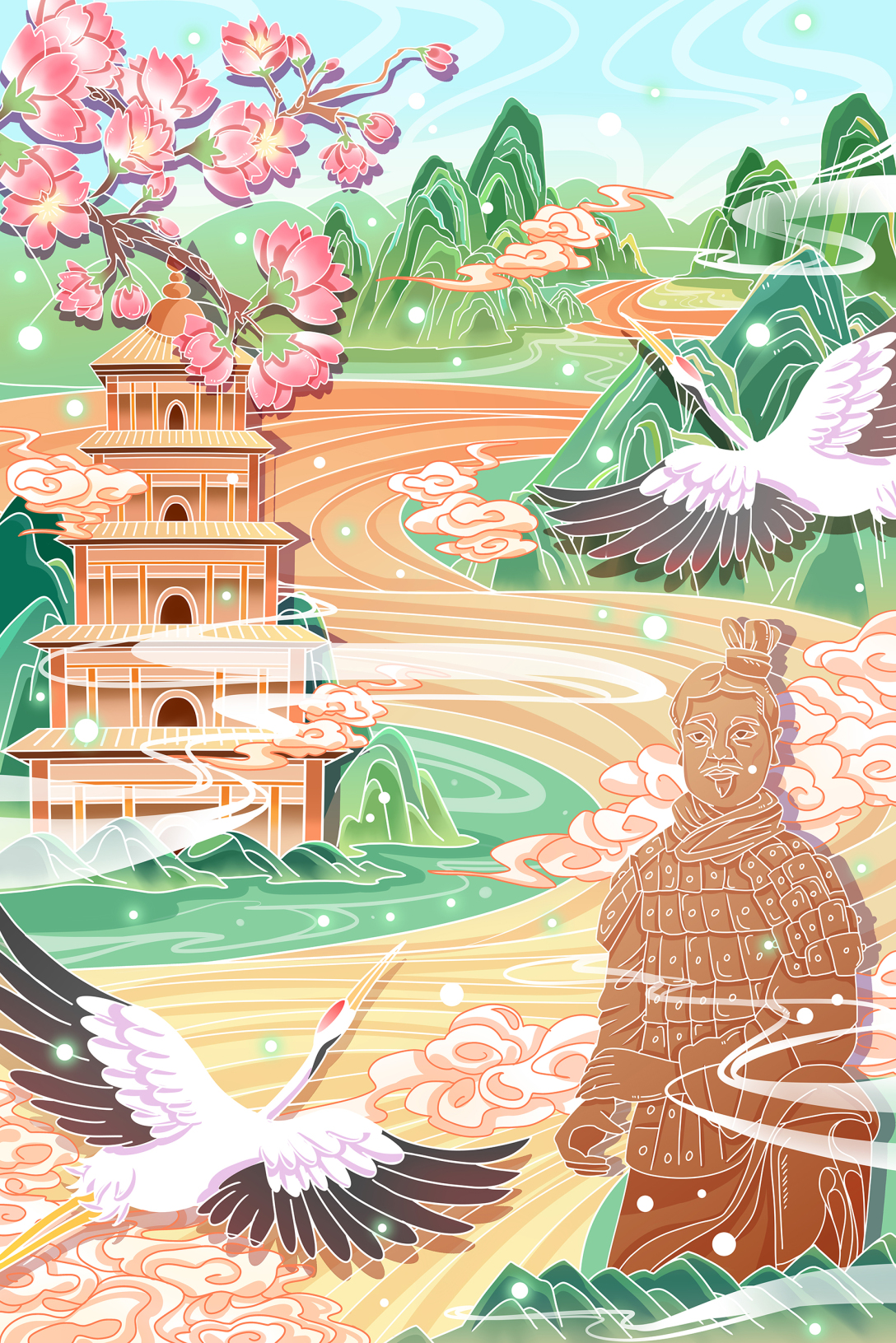 国风系列插画黄河文化